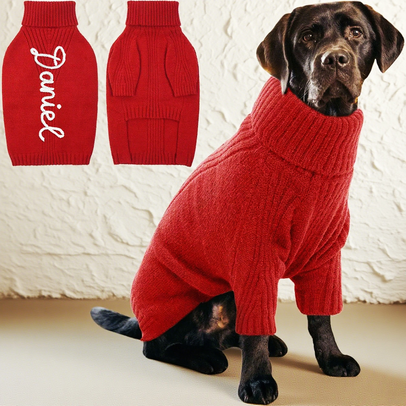 Personalized Hand Embroidery Pets Christmas Knit Sweater | BKPet235