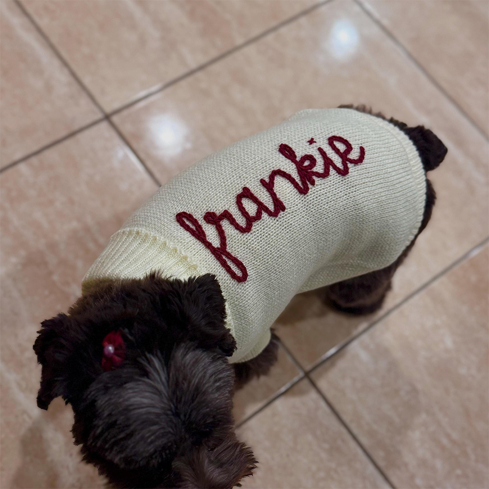 Personalized Hand Embroidery Pets Christmas Knit Sweater | BKPet235
