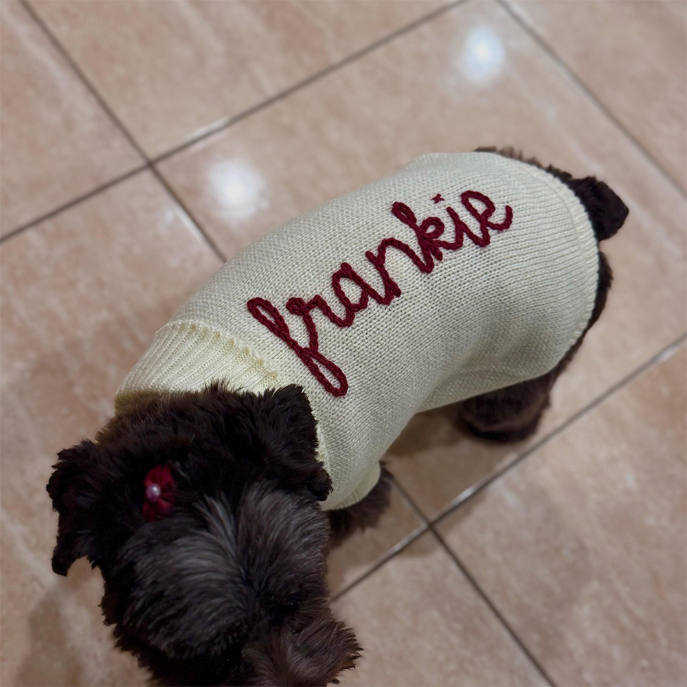 Personalized Hand Embroidery Pets Christmas Knit Sweater | BKPet235