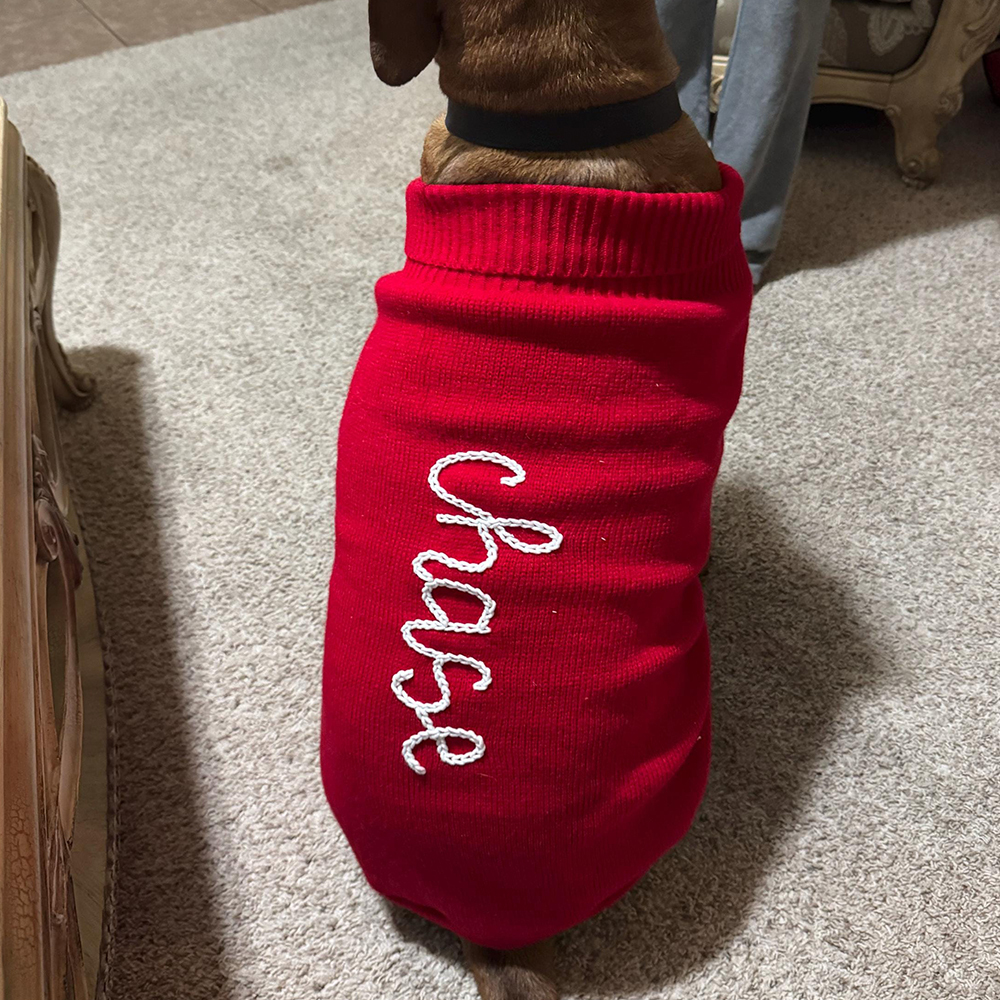 Personalized Hand Embroidery Pets Christmas Knit Sweater | BKPet235