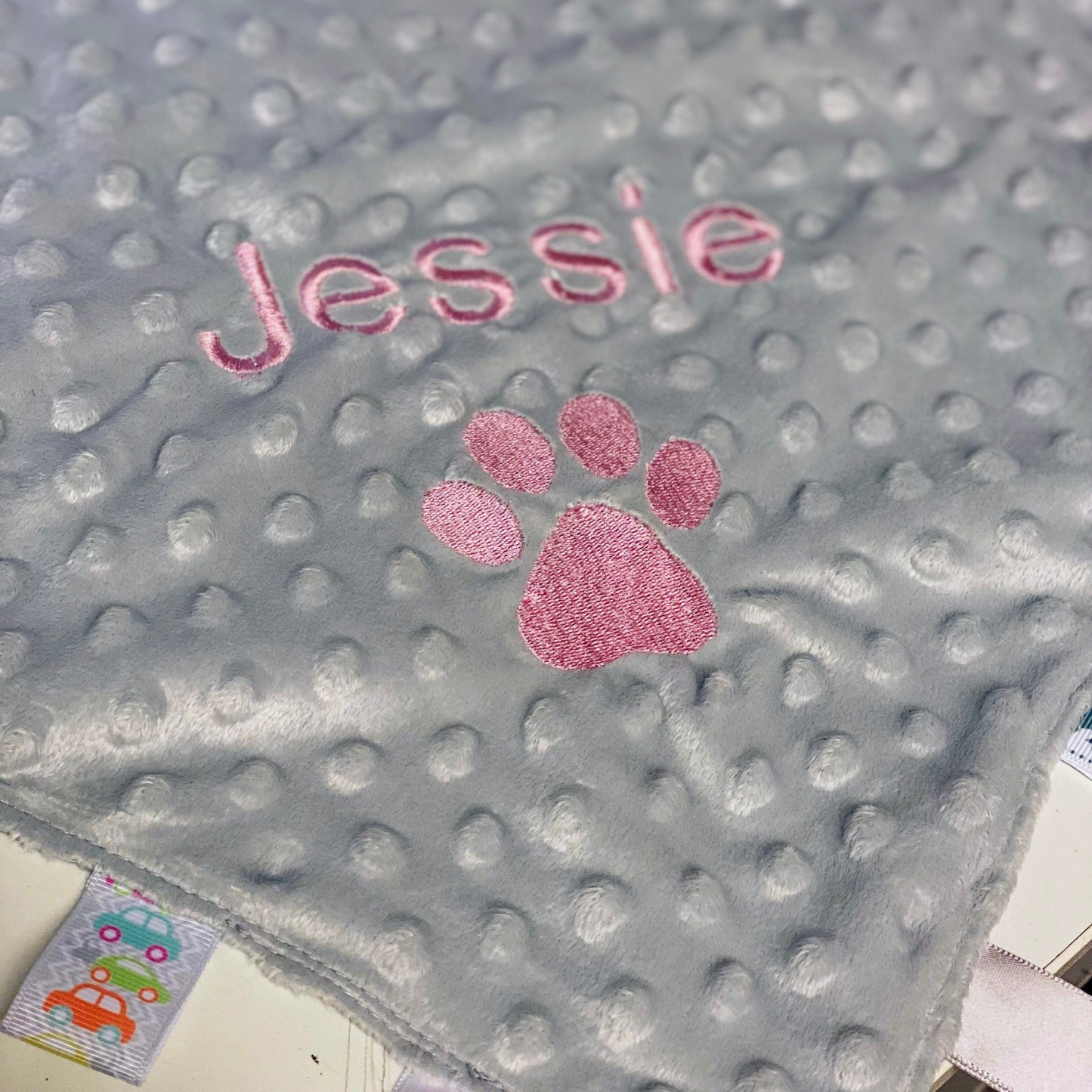 Personalized Pet Embroidery Comforter Ribbon Taggie | BKPet77