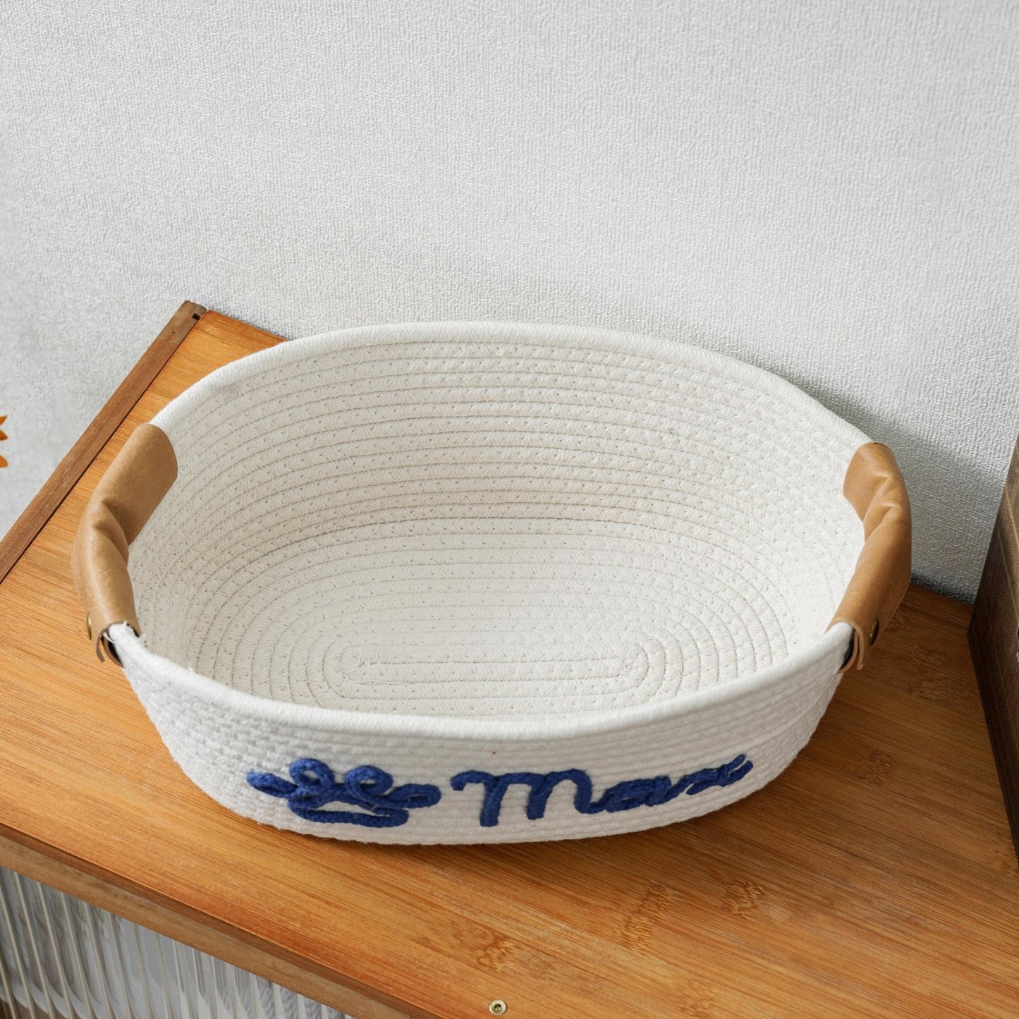 Personalized Knitted Wire Name Cotton Pet Rope Basket | BKPet90