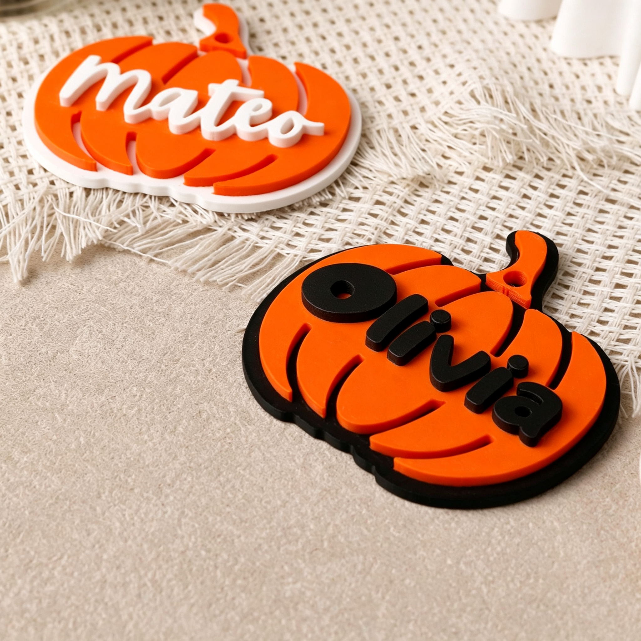Personalized 3D Printed Halloween Pumpkin-Shaped Name Tag | KKHalloween70