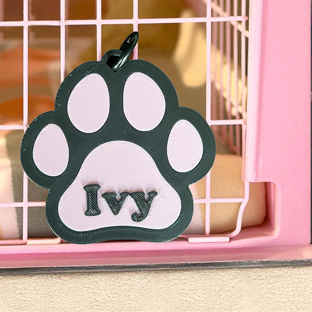 Personalized 3D Paw Print Name Crate Sign | BKPet374