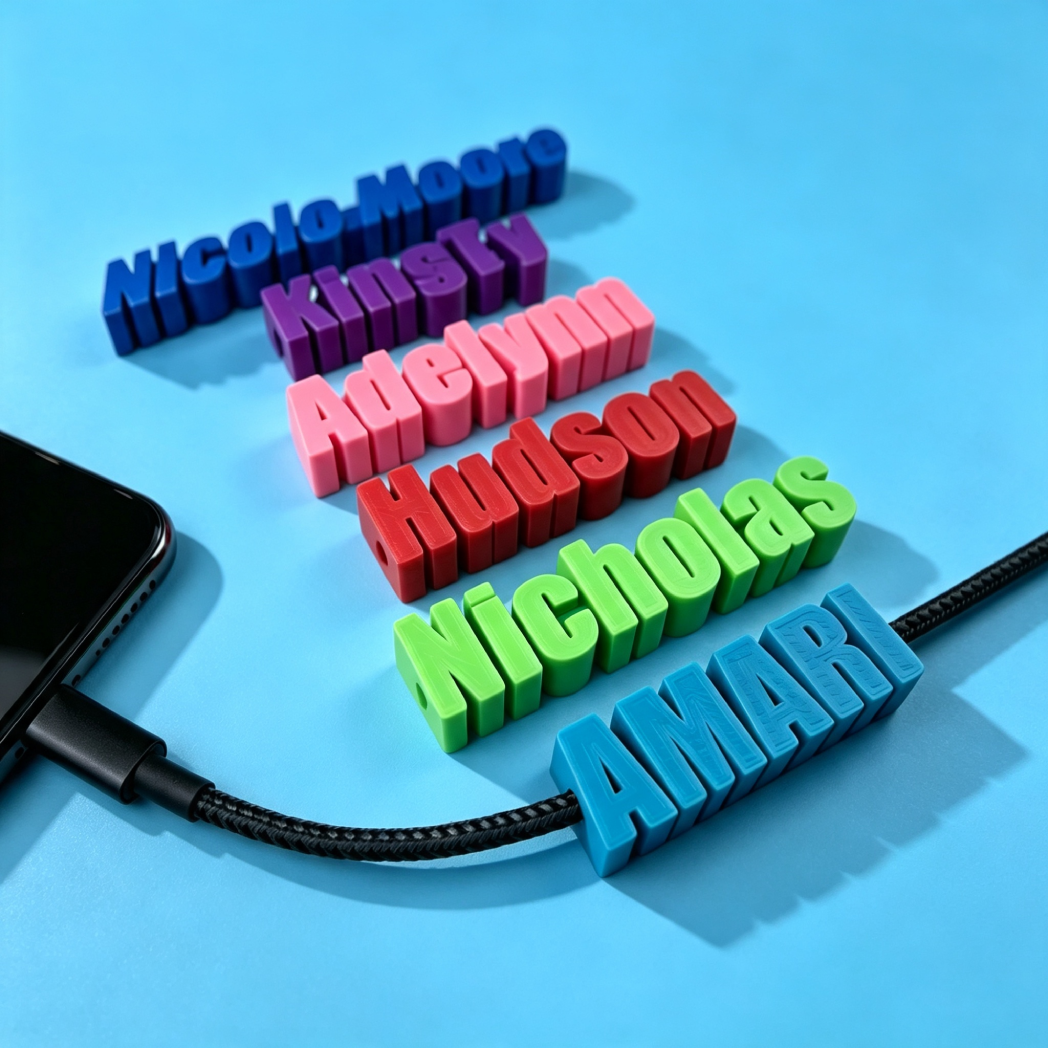 Personalized 3D Printed Charging Cable Name Tag | MNGift22