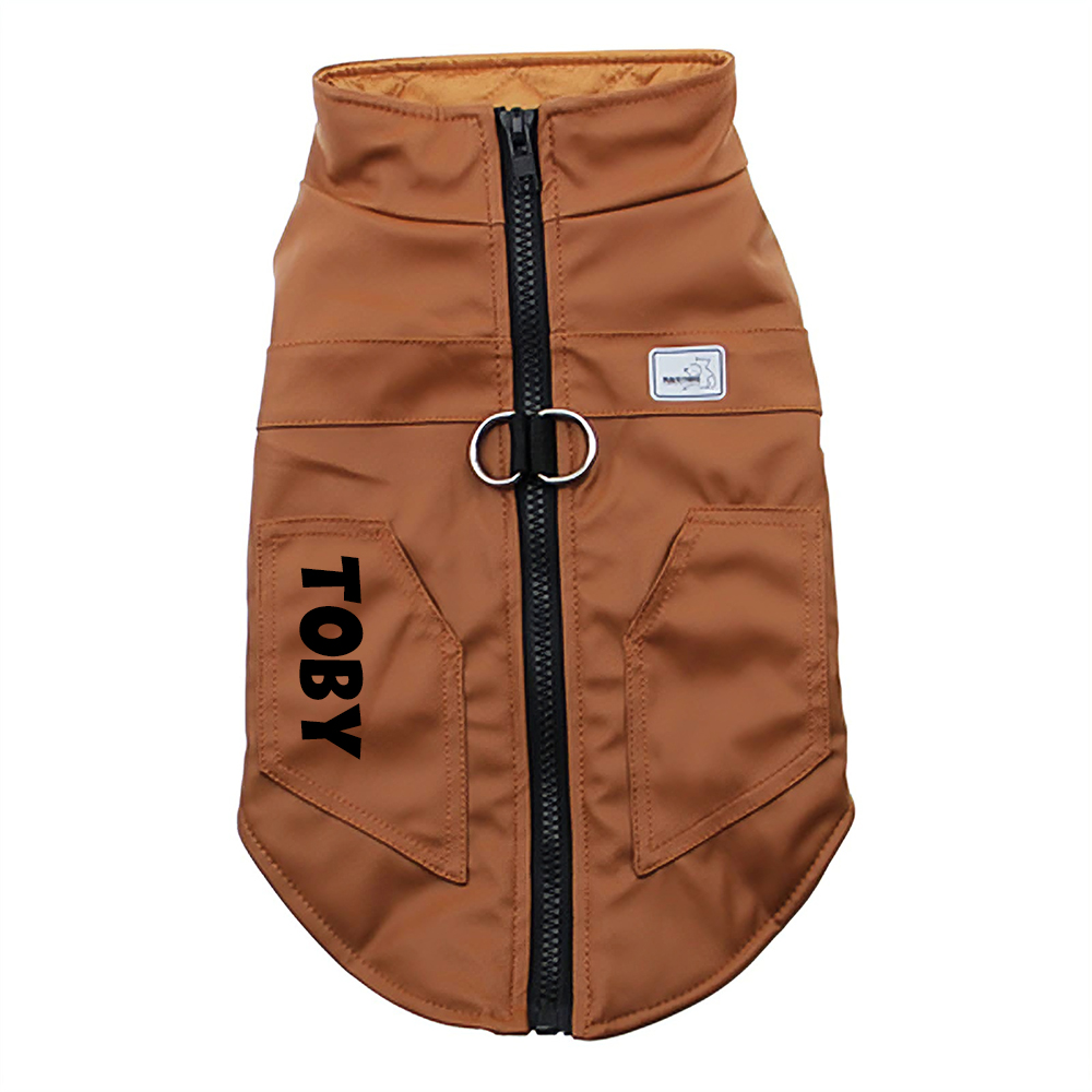 Personalized Pet Winter Warm Windproof Leather Jacket | BKPet361