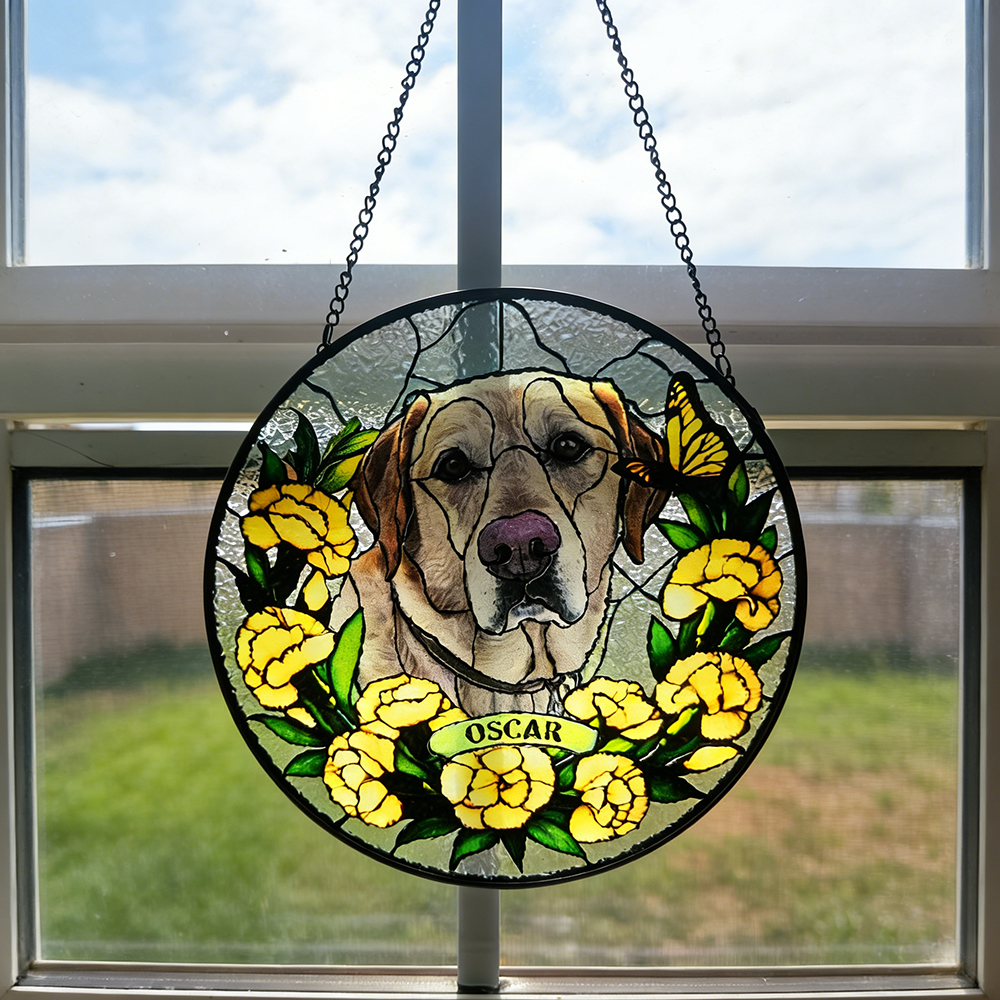 Personalized Pet Memorial Pet Portrait Stained Suncatcher | CWGift31