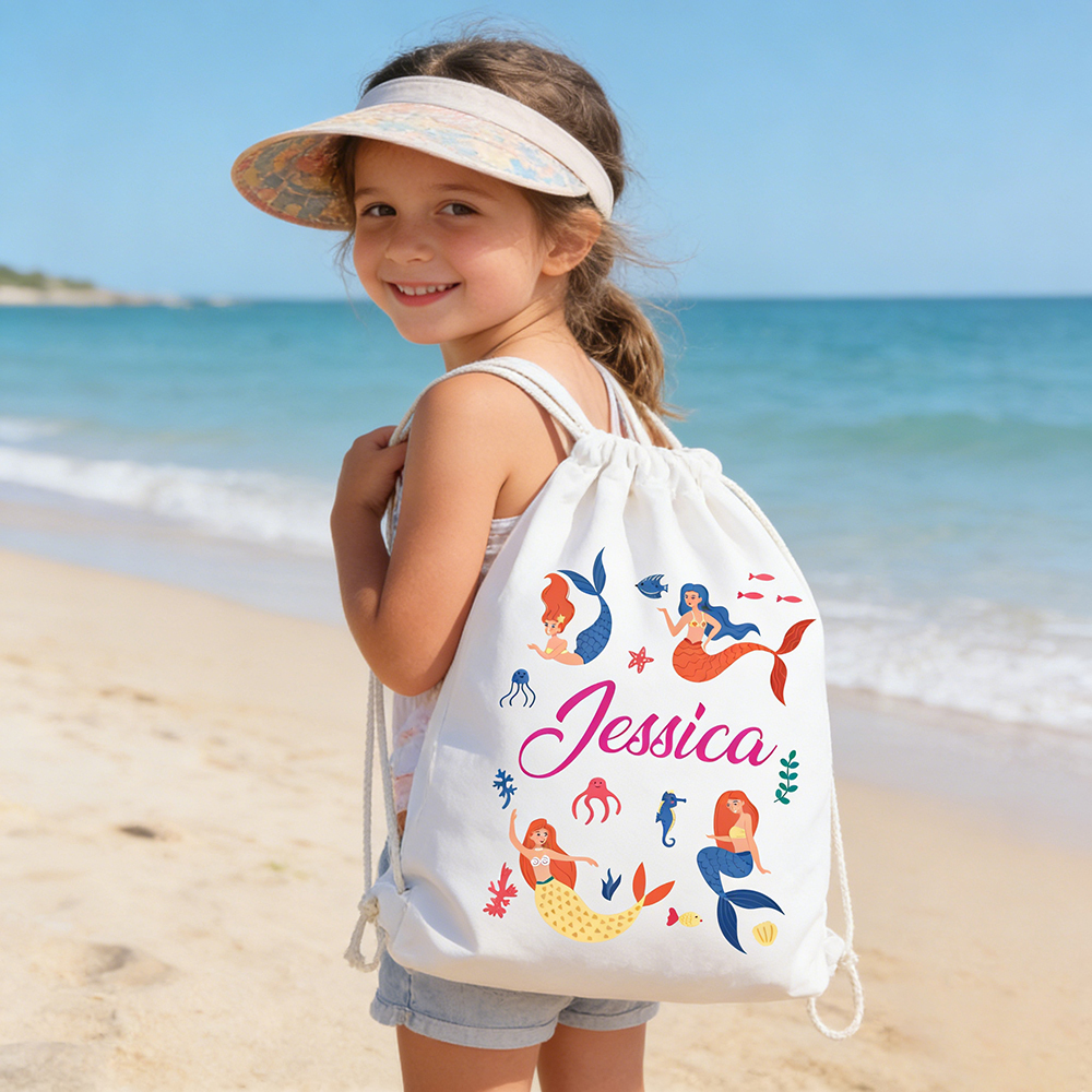 Personalized Kid Summer Beach Drawstring Bag | MNSummer05