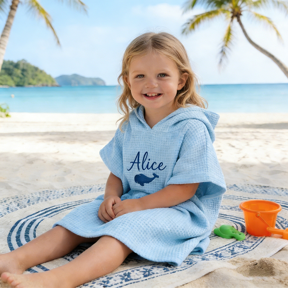 Personalized Embroidery Kids Waffle Beach Towel | MNSummer06