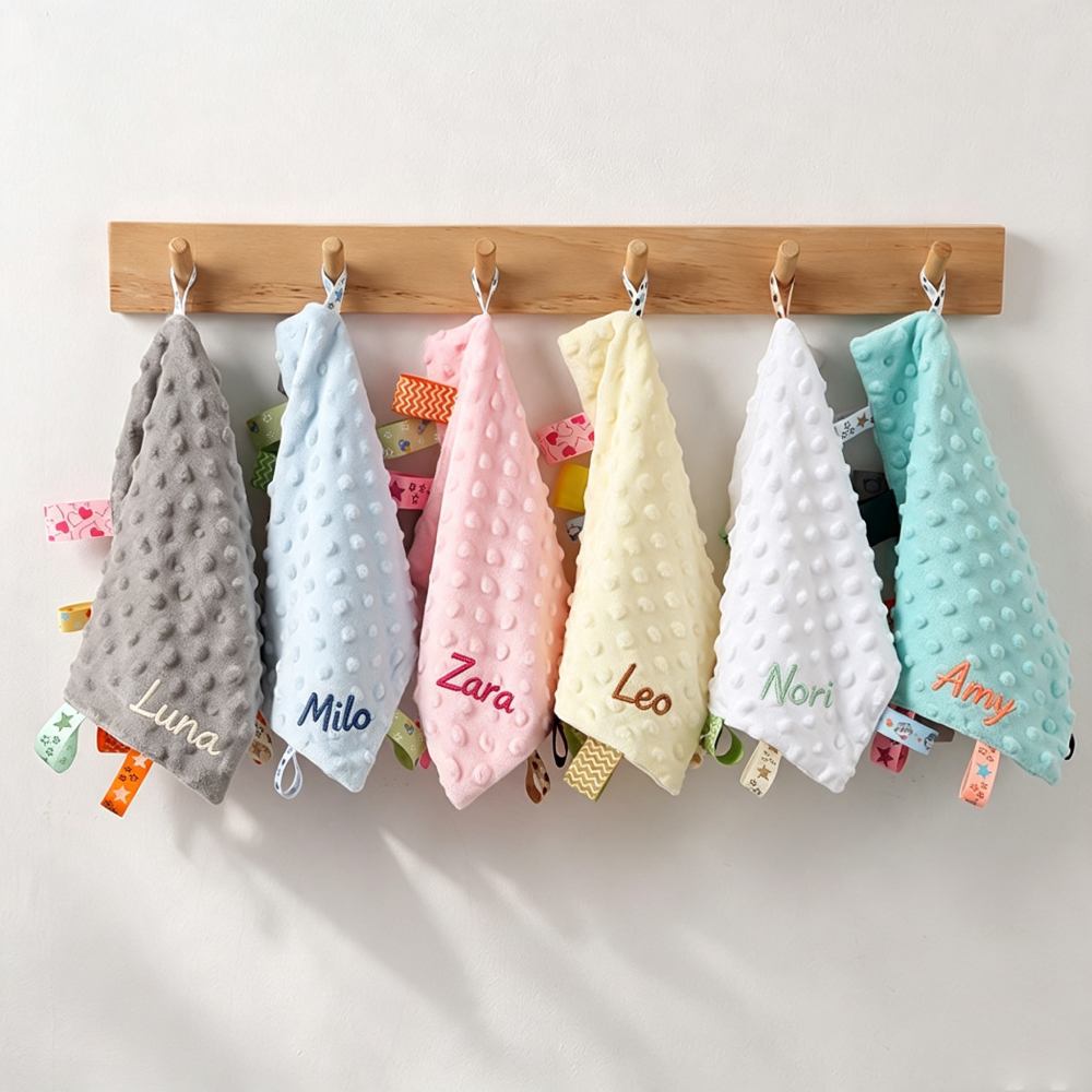 Personalized Baby Embroidery Comforter Ribbon Tag Blanket | MNBaby06