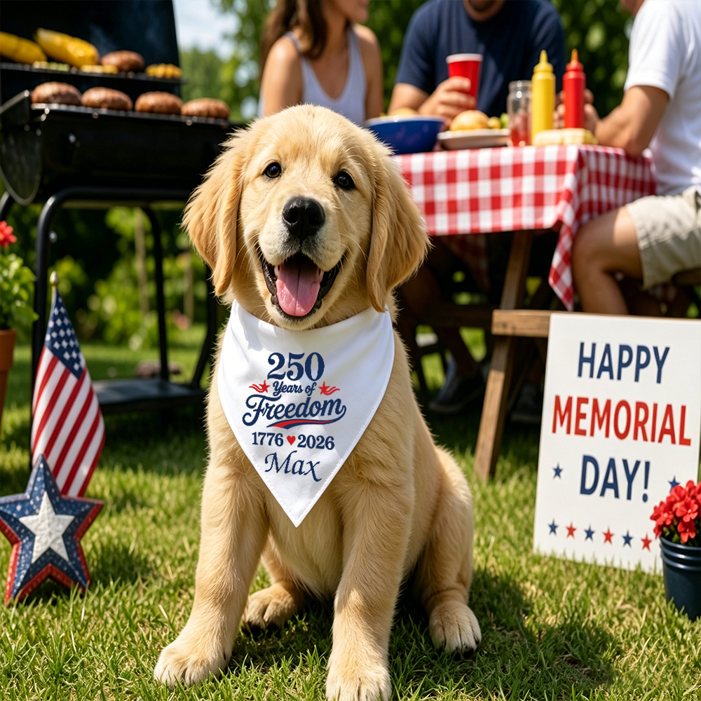 Personalized 250th Anniversary Independence Day Dog Bandana | BKPet508