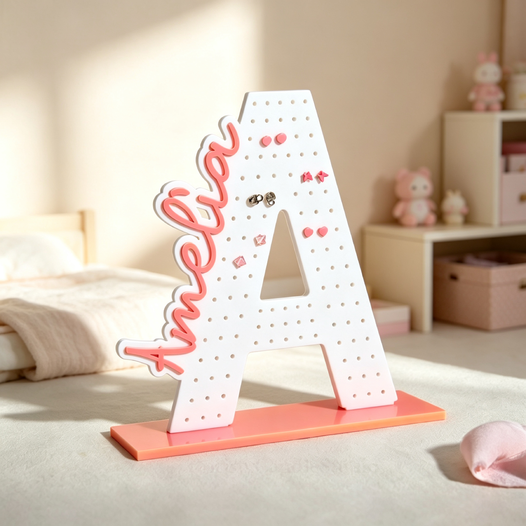 Personalized 3D Printed Name Letters Earring Holder | MNGift25