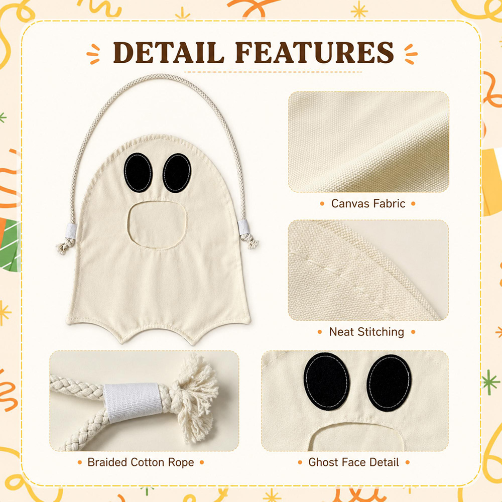 Personalized Hand Embroidery Ghost Drawstring Trick Or Treat Bag | MNHalloween18