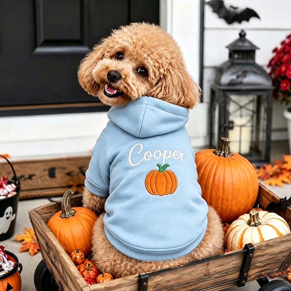 Personalized Embroidered Dog Hoodie with Halloween Icon | MNHalloween23