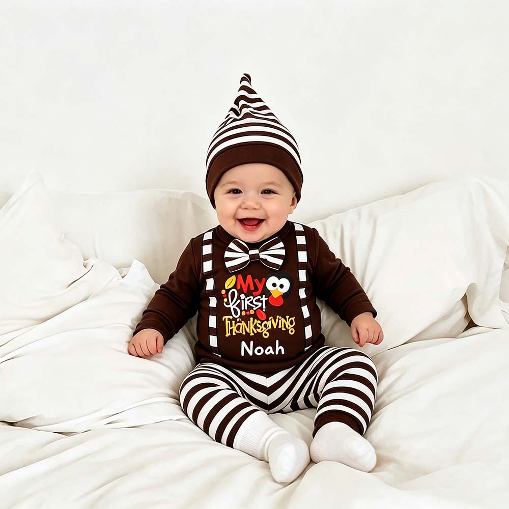 Personalized Baby My First Thanksgiving Outfit Set | CWThanks12