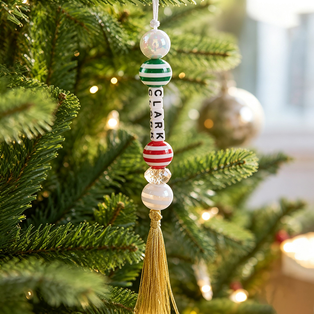 Personalized Beaded Tassel Family Christmas Tree Ornament | MNGift40