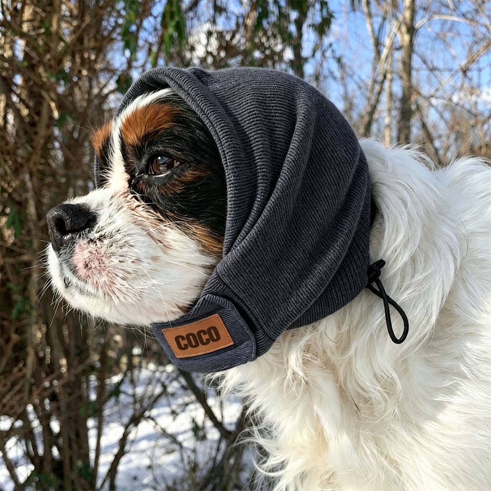 Personalized Dog Ear Cover Snood with Leather Patch | MNAccs123