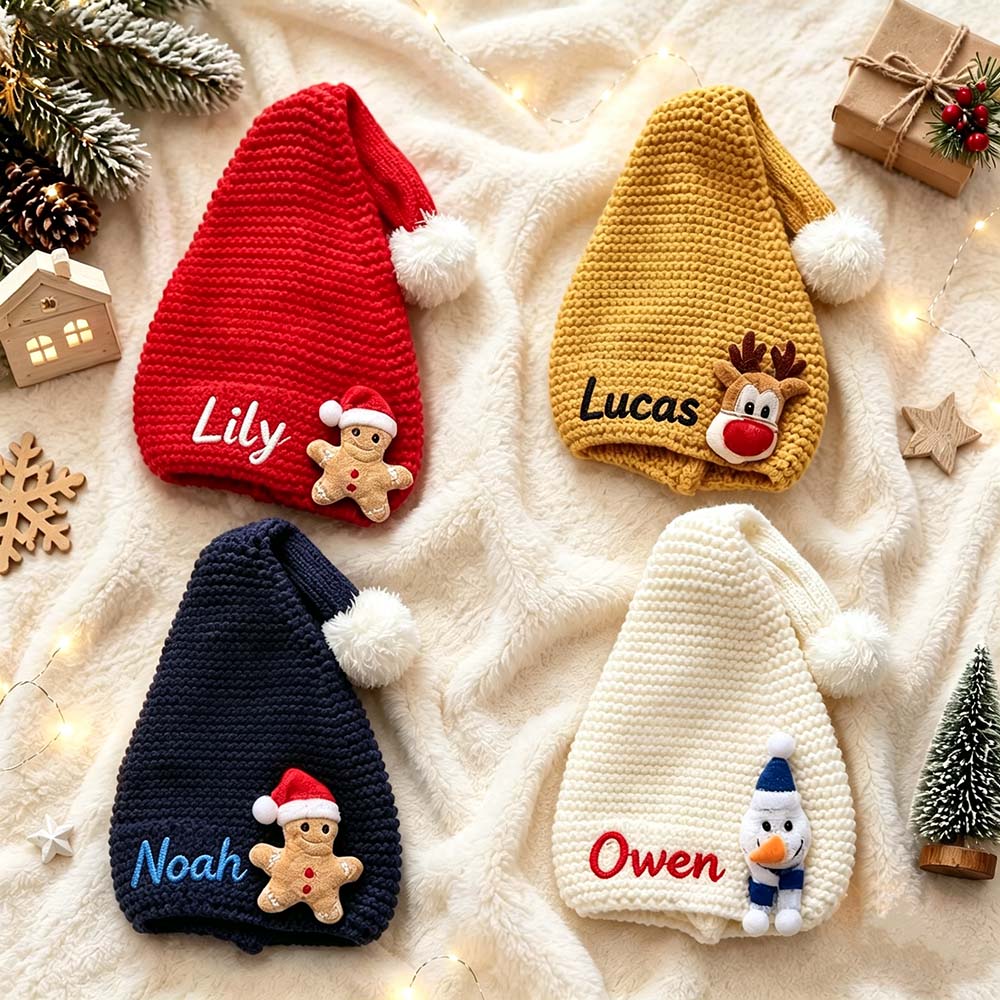 Personalized Embroidered Kids Christmas Knit Santa Hat | MNBaby15