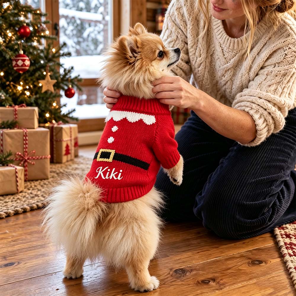Personalized Embroidered Pets Christmas Knit Sweater | MCGift413