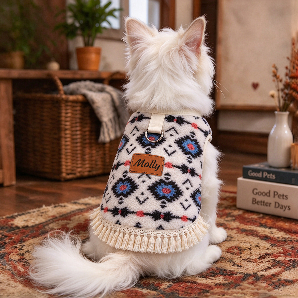 Personalized Embroidered Pets Boho Winter Outfit | BKPet629
