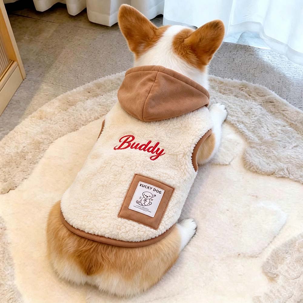 Personalized Embroidered Pets Winter Warm Fleece Hoodie | BKPet618