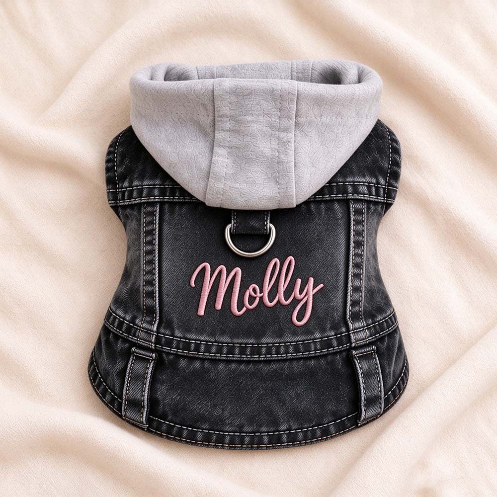 Personalized Embroidered Denim Pets Hoodie Vest | BKPet635