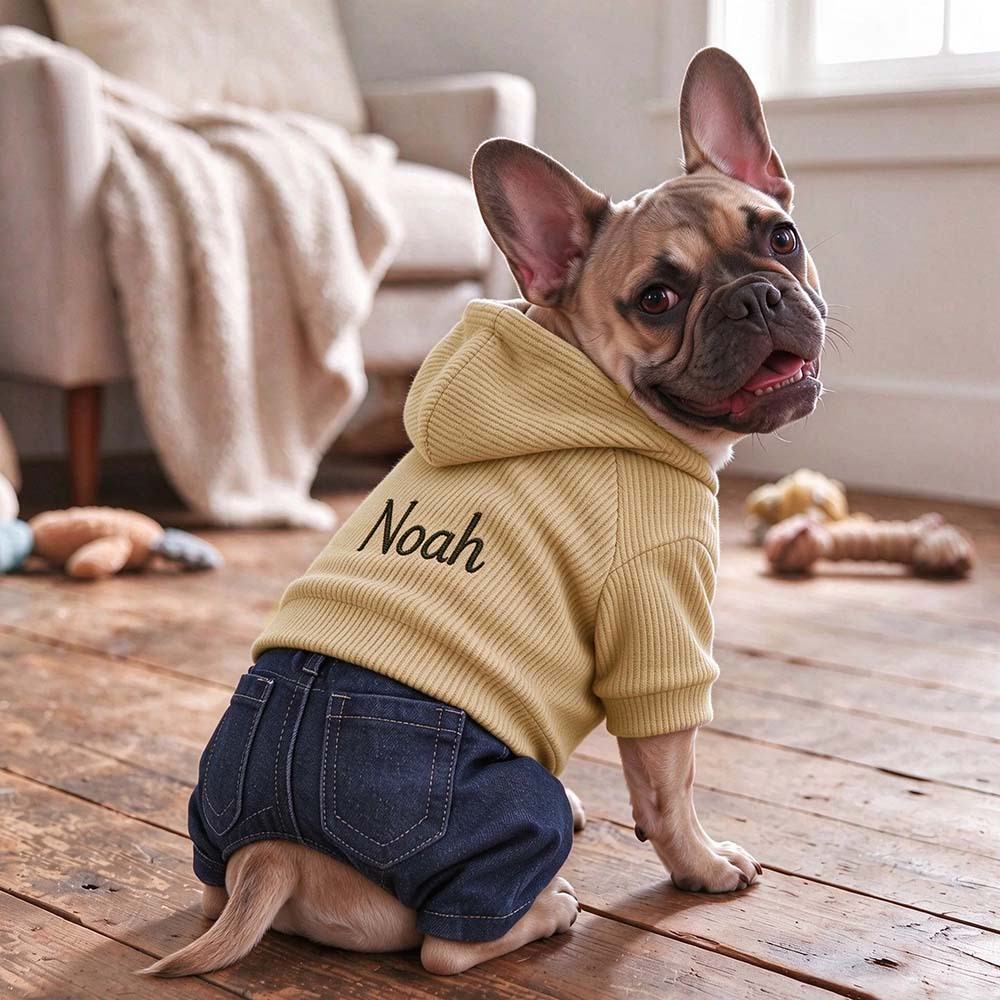 Personalized Embroidered Pet Winter Warm Corduroy Hooded | BKPet655