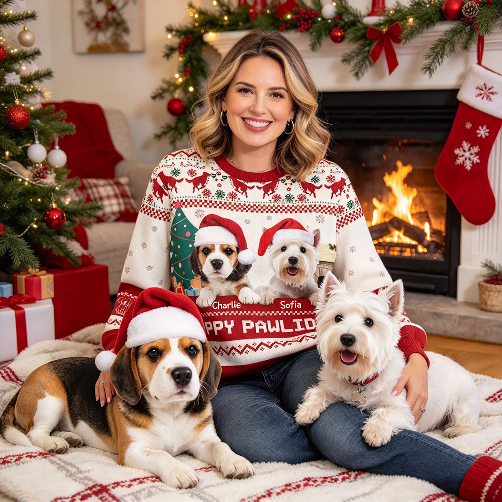 Personalized Christmas Fun Pet Photo Family Sweater | MCCL02
