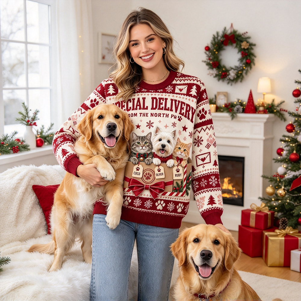 Personalized Christmas Fun Pet Photo Family Sweater | MCCL04