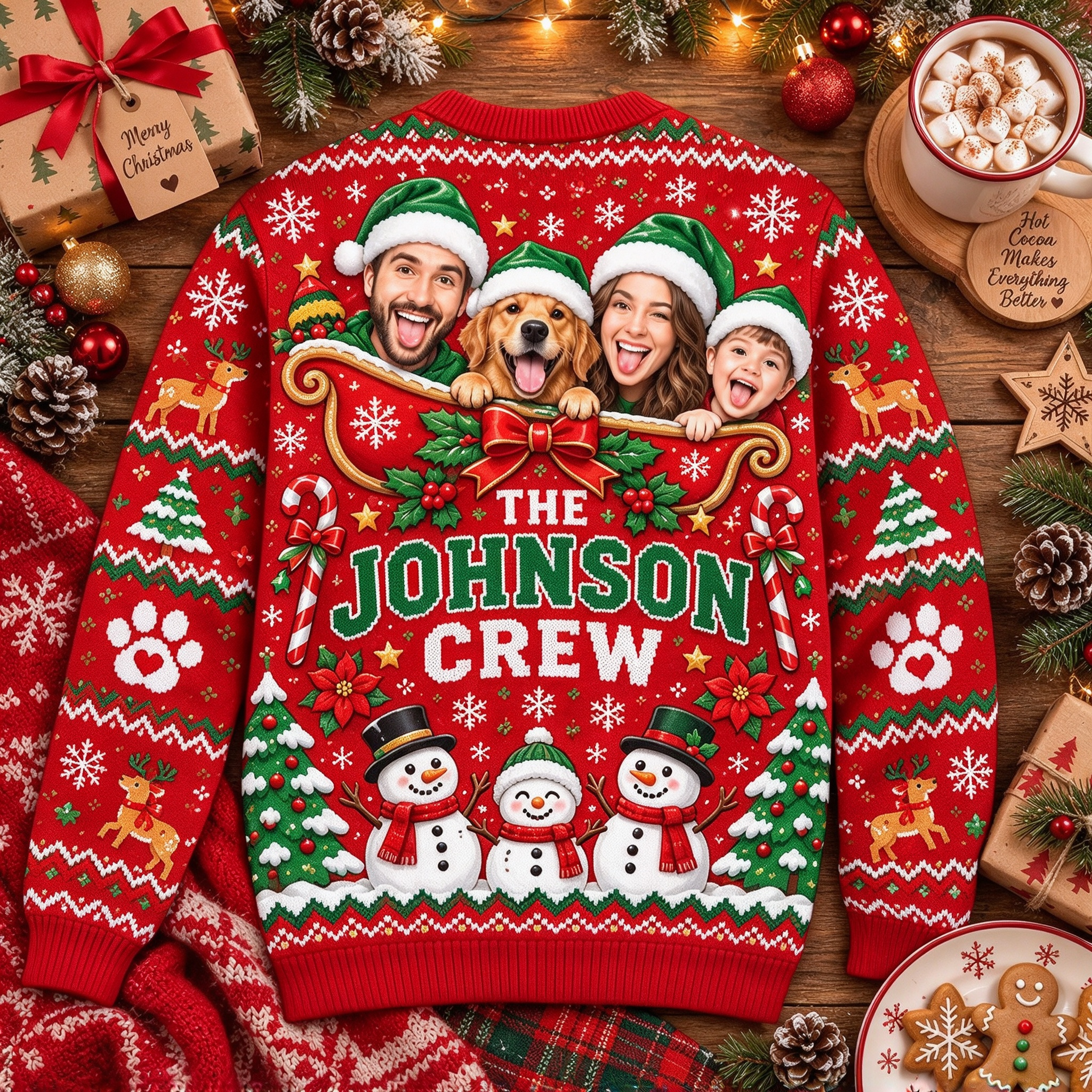 Personalized Christmas Funny Face Family Photo Sweater | MCCL06