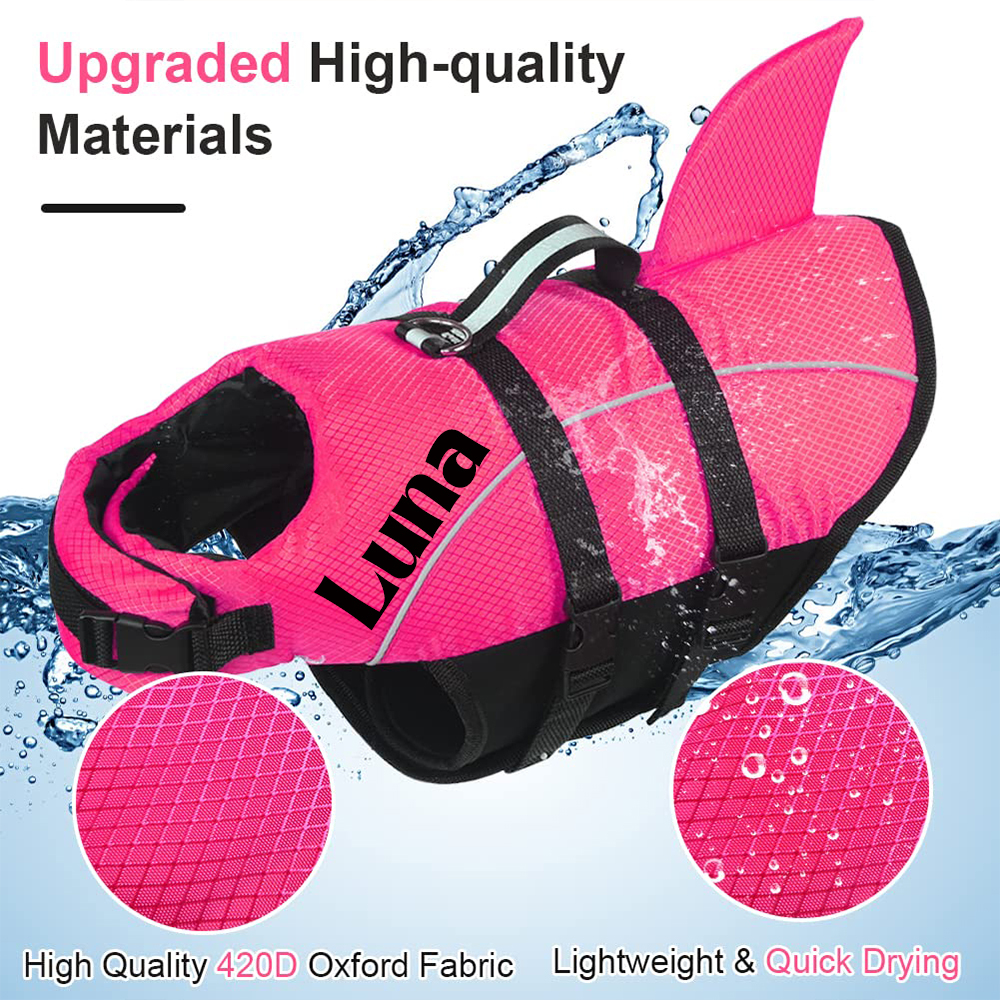 Personalized Pet Swimming Buoyancy Reflective Safety Shark Vest | BKPet407