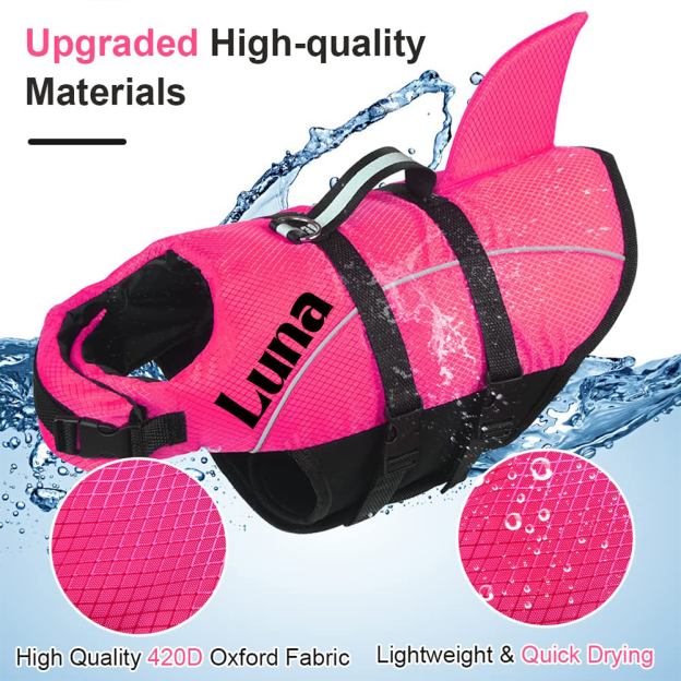 Personalized Pet Swimming Buoyancy Reflective Safety Shark Vest | BKPet407