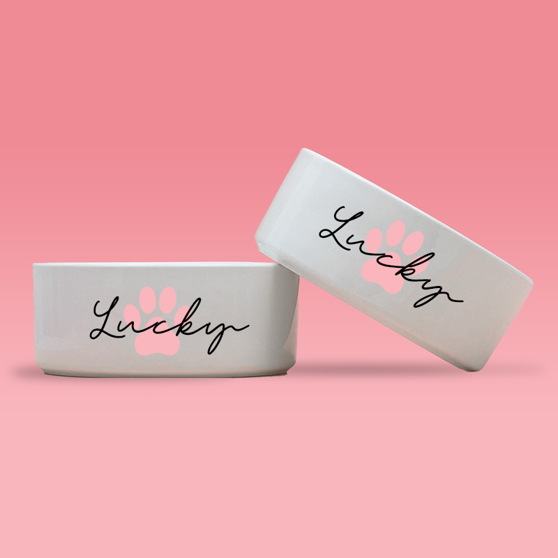 Personalized Pet Paw Print Design Dog Bowl  | BKPet41