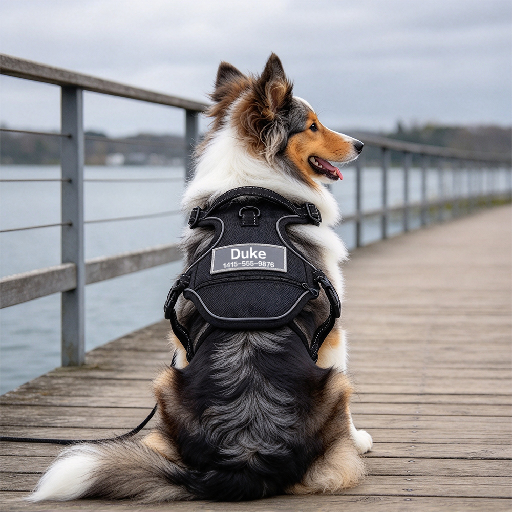 Personalized Pet Reflective Safety ID Tag Chest Harness  | BKPet611
