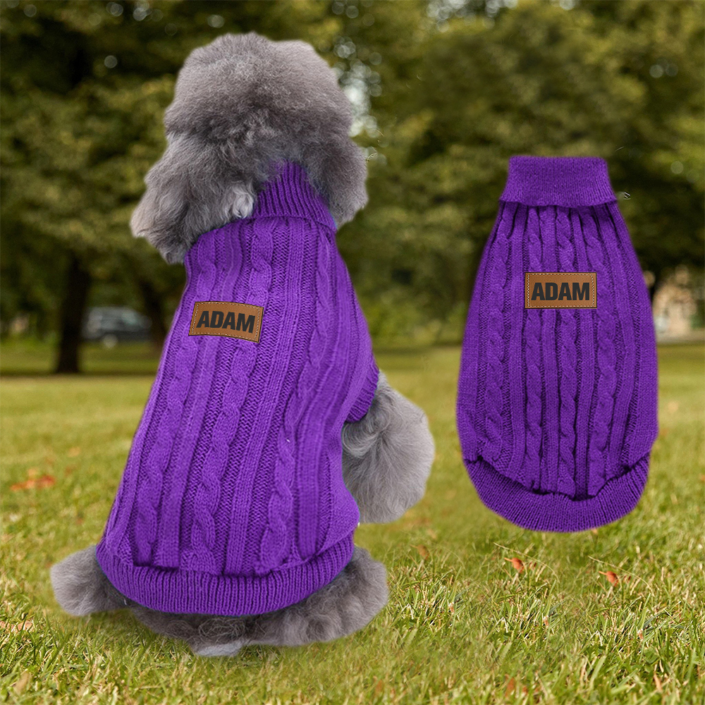 Personalized Leather Patch Pets Colourful Sweater | BKPet97