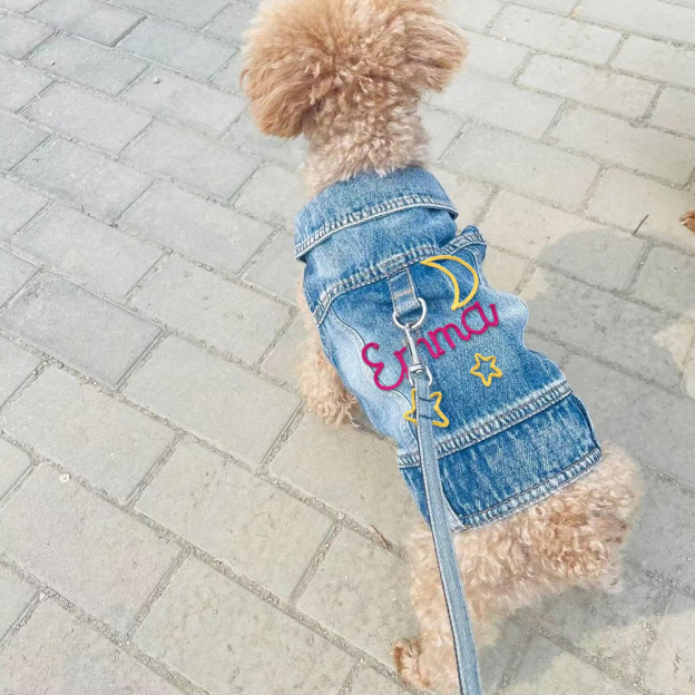 Personalized Hand Embroidery Pets Denim Jacket | BKPet2601