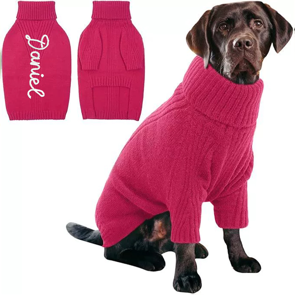 Personalized Hand Embroidery Pets Christmas Knit Sweater | BKPet235