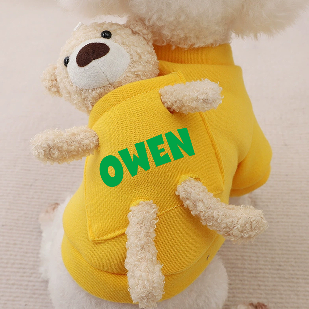 Personalized Pet Lovely Plush Warm Shirt With Bear | BKPet236