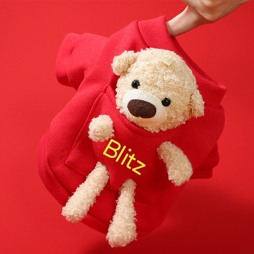 Personalized Pet Lovely Plush Warm Shirt With Bear | BKPet236