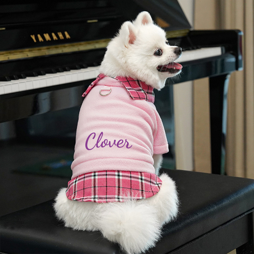 Personalized Pet Grid Collar Fleece Sweatshirt | BKPet244