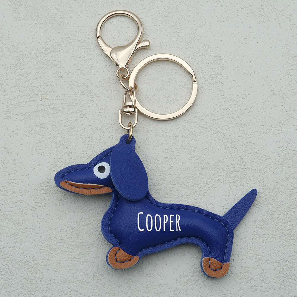 Personalized Lovely Leather Dachshund Keychain | CWGift09