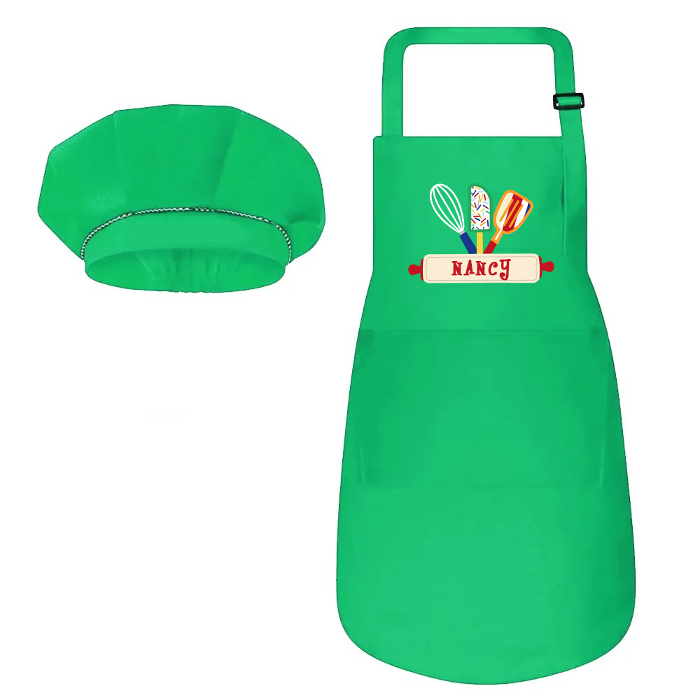 Personalized Embroidery Color Apron and Hat Set for Kid | MNKid12