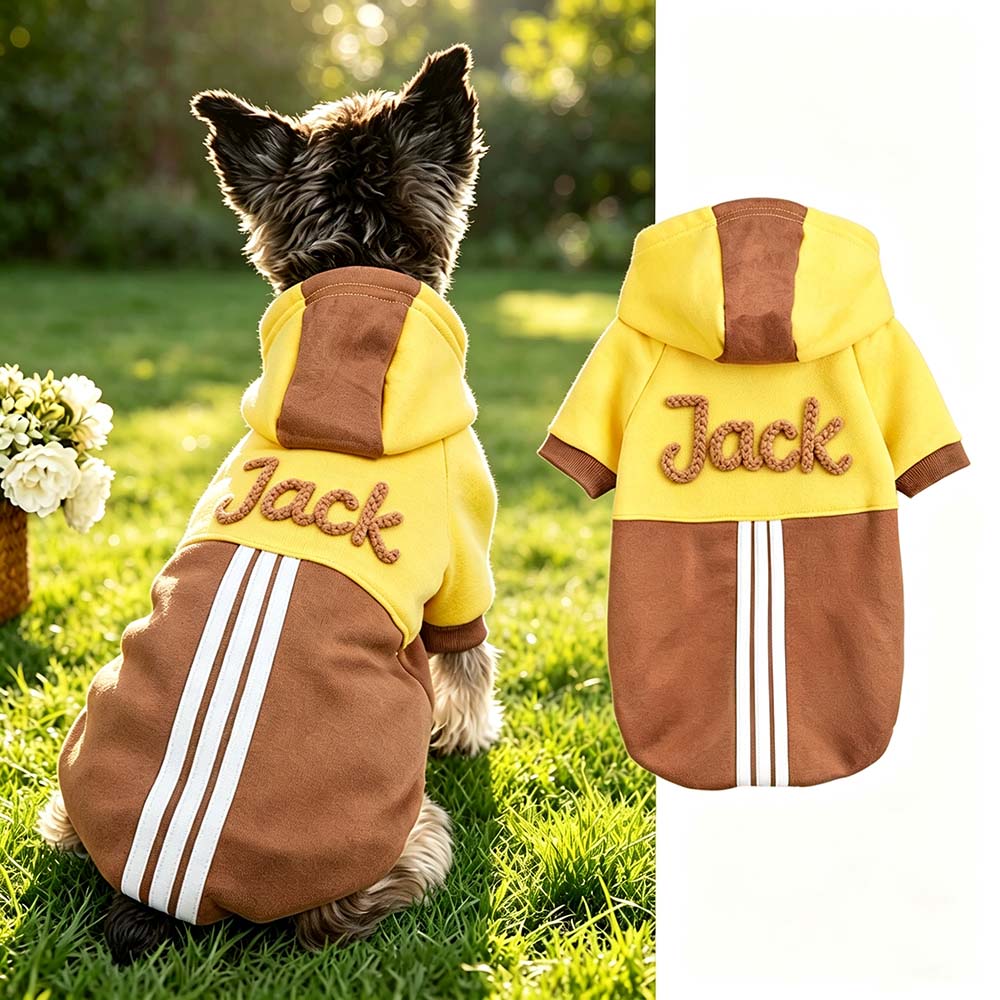 Personalized Hand Embroidered Color-blocked Hooded Pet Sweatshirt | BKPet577