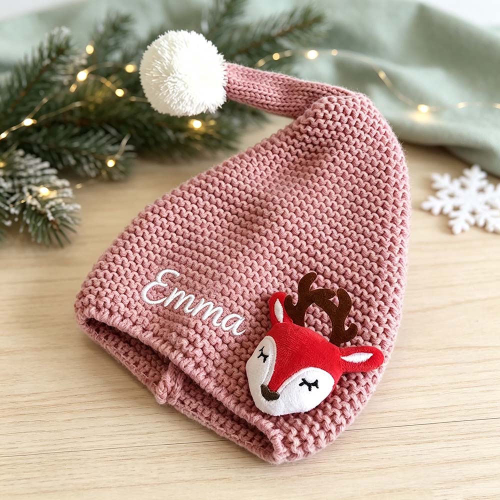 Personalized Embroidered Kids Christmas Knit Santa Hat | MNBaby15