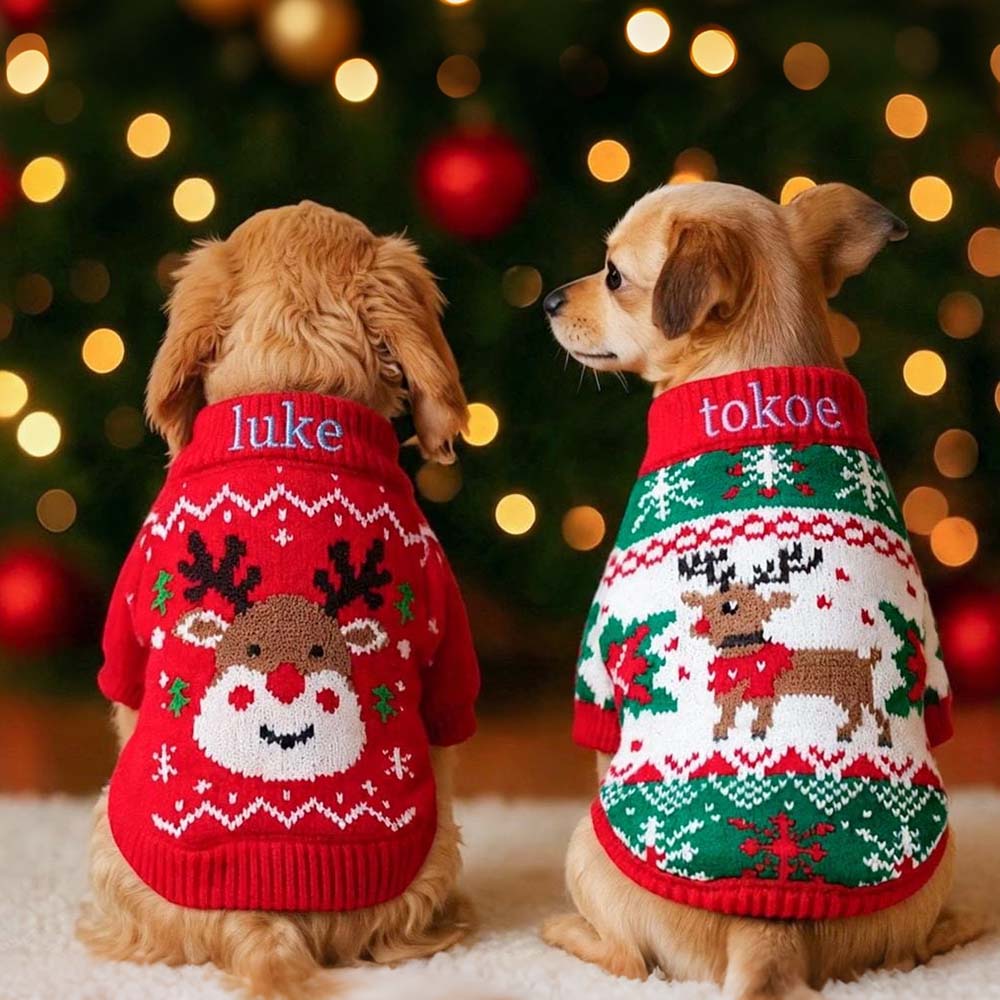 Personalized Embroidered Pets Christmas Cute Knit Sweater | MCGift427