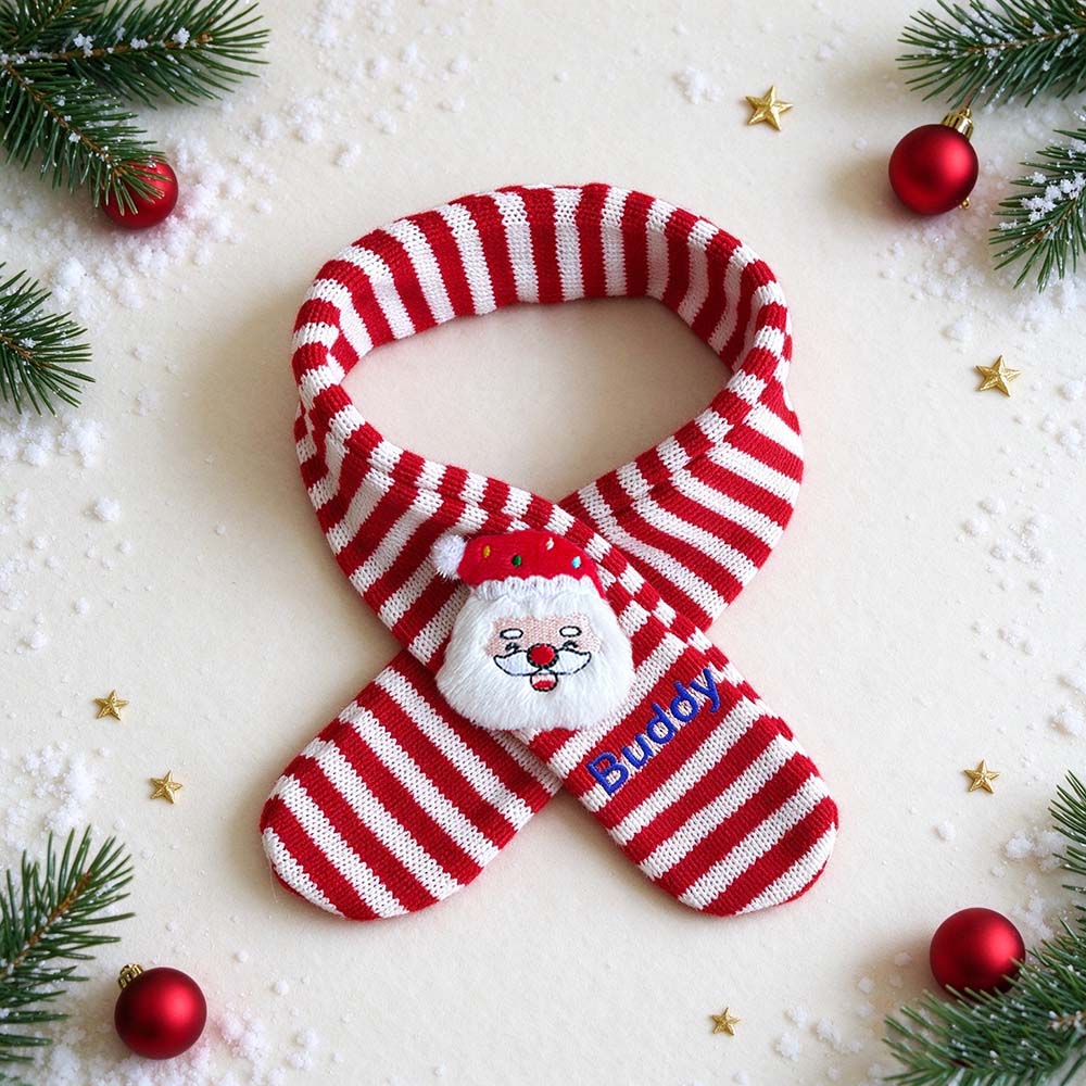 Personalized Embroidered Christmas Cute Knit Pet Scarf | MCGift438