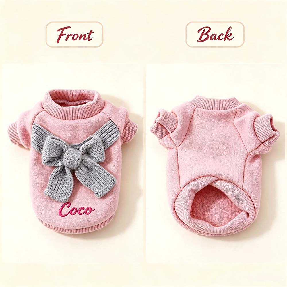 Personalized Embroidered Pets Cute Bow Knit Sweater | BKPet637