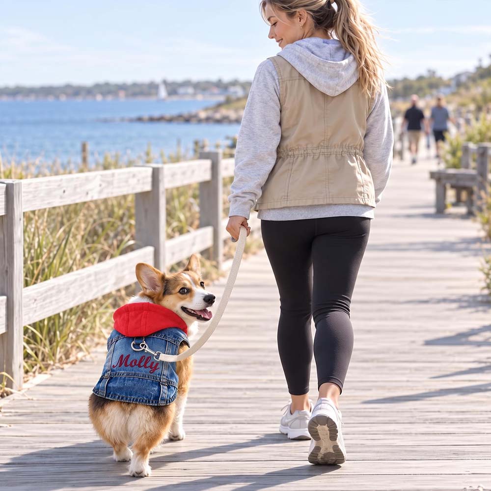 Personalized Embroidered Denim Pets Hoodie Vest | BKPet635