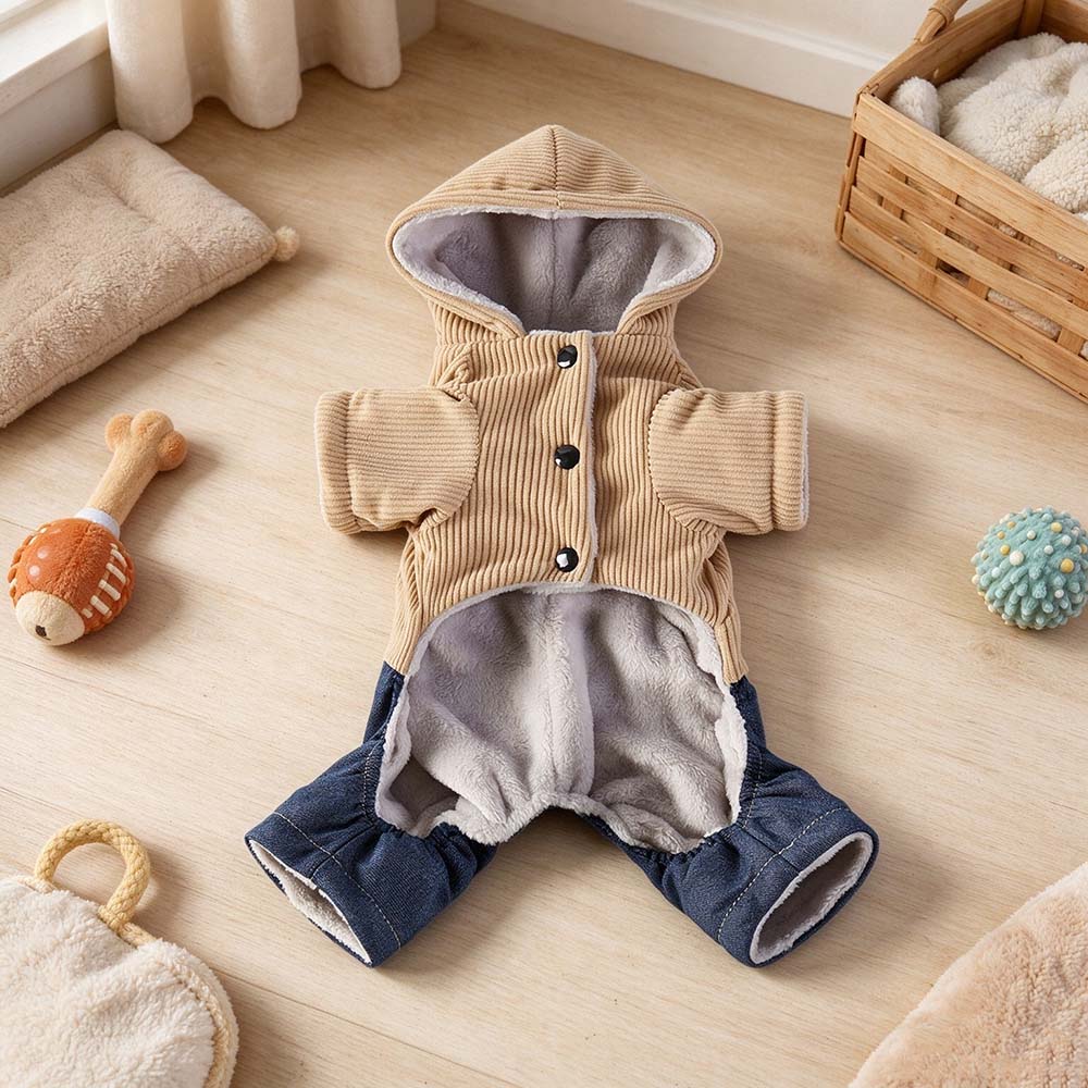 Personalized Embroidered Corduroy Hooded Dog Outfit | BKPet655