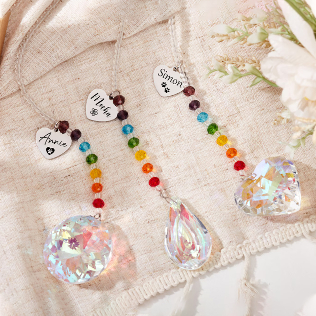 Personalized Pet Memorial Hanging Crystal Prism | BKPet86